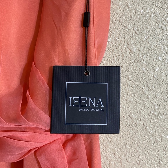 NWT Ieena for Mac Duggal Orange One Sleeve Ruffled Hem Gown 55924 Size 8 - Picture 9 of 16